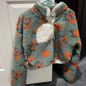 PacSun Butterfly Garden Half Snap Sherpa Sweatshirt